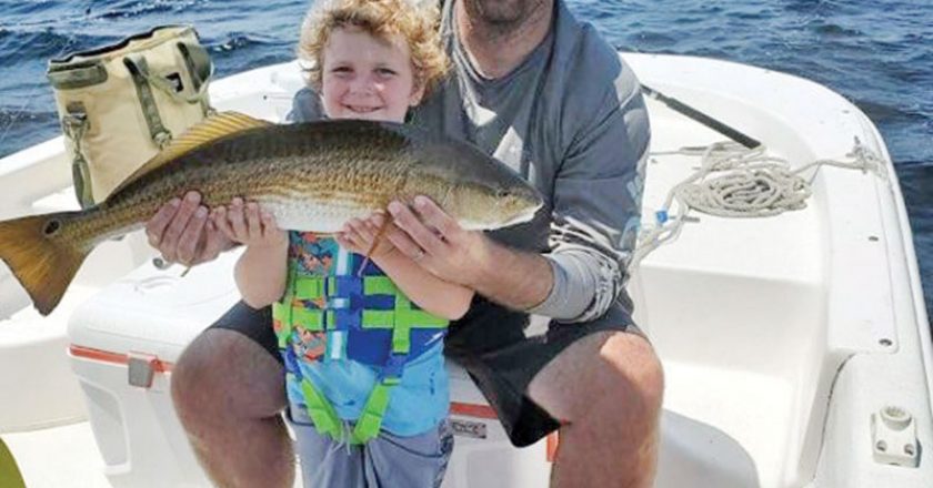 Aadyn Rauth had quite a time with this redfish on the Adrenaline boat!