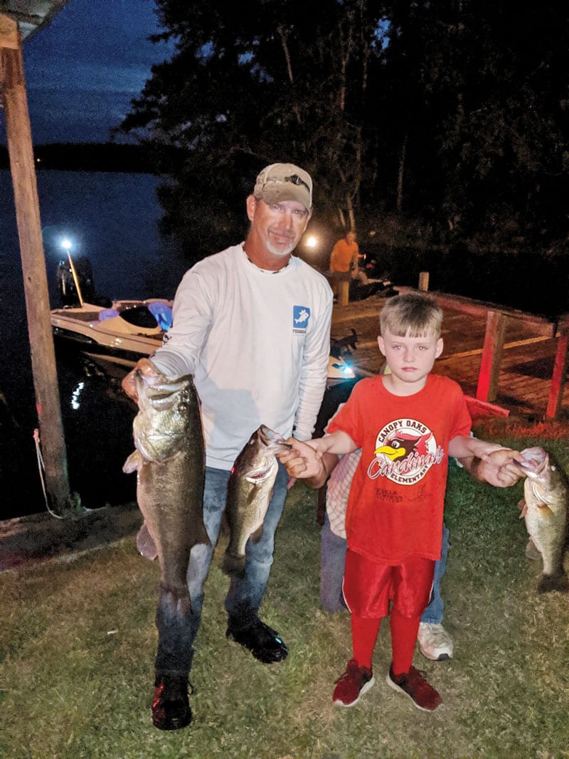 Barron Cox and son TJ with with some nice Talquin bass, with one over 8 lbs. that qualified for the Florida Trophy Program.