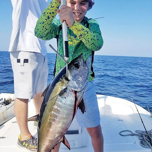 Britt Cotton with this nice light tackle blackfin tuna on the Adrenaline boat. Capt. Jason was impressed!