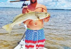 Capt Brett Shumate sporting a 30 inch trout. Many big trout have been taken in our bays this year.