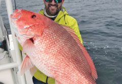Capt. Phillip Wilds of Anchored Charters in PCB with a giant red snapper.