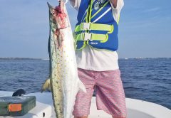 Dannon Dalton had his hands full with this monster spanish mackerel fishing on the Adrenaline boat.