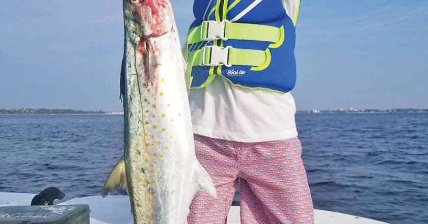 Dannon Dalton had his hands full with this monster spanish mackerel fishing on the Adrenaline boat.
