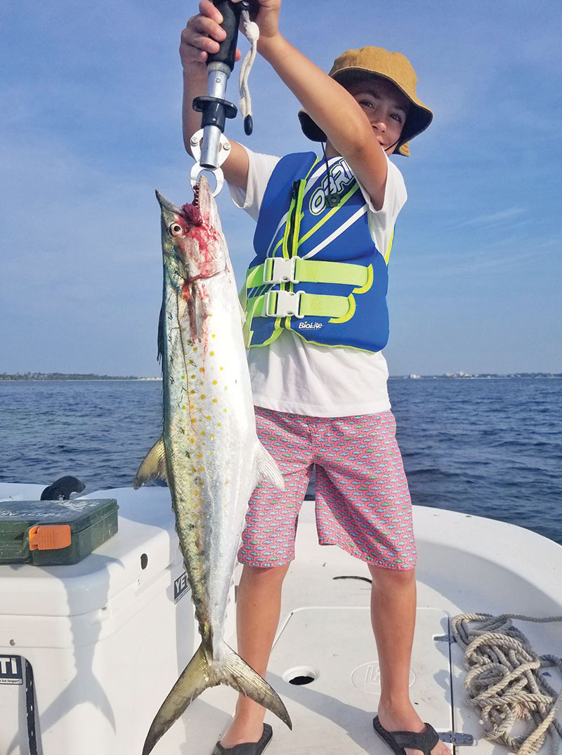 Dannon Dalton had his hands full with this monster spanish mackerel fishing on the Adrenaline boat.