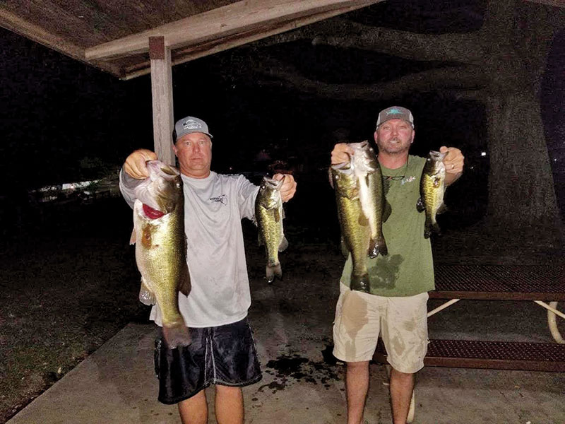 Danny Dunaway holding an 8 lb. Florida Trophy he caught while fishing Lake Jackson during a night tournament sponsored by Fish Tallahassee Guide Service.