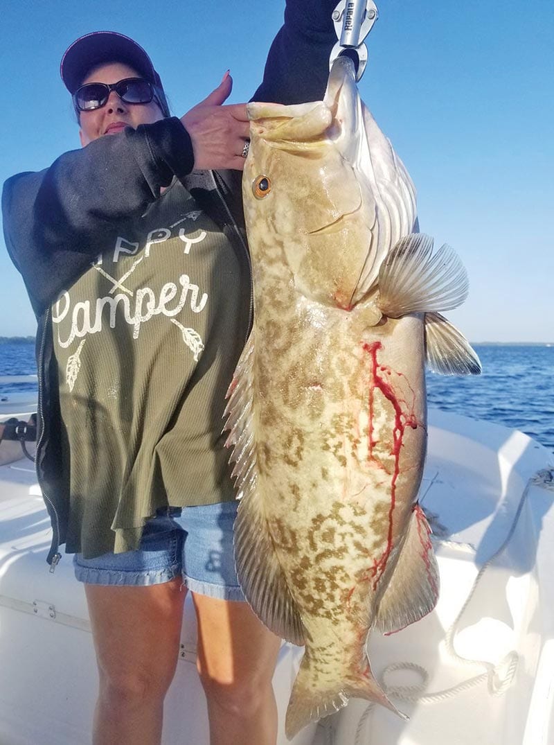 Doreen Woodard with a beautiful grouper.