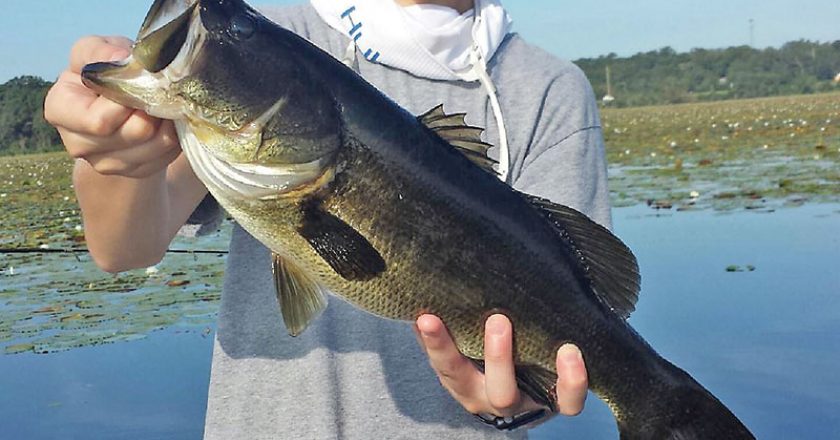 Even the tough conditions this day were no match for this high school bass fishing team member.