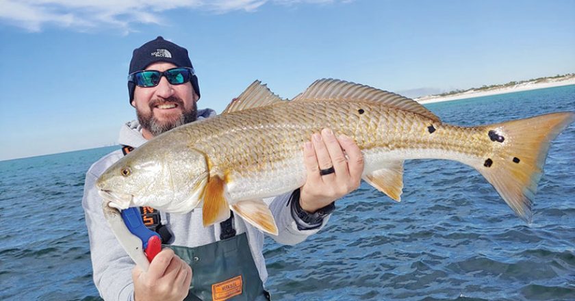 Fred Wilson with a beauty of a redfish near PCB.