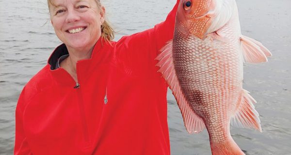 Joan with a fine bay snapper.