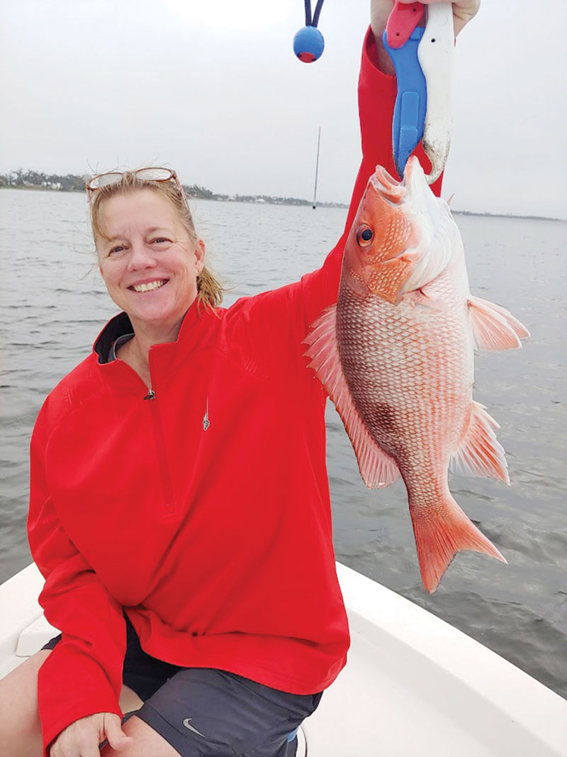 Joan with a fine bay snapper.