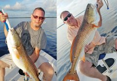 Joe & Lance catching bull reds on light tackle aboard the C-note boat.