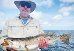 John Breffle with a 28 inch gator trout caught and released in St. Joe Bay.