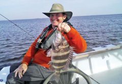 John David with a nice sheepshead aboard Natural World Charters with Capt. Chester Reese.