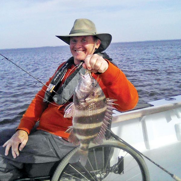 John David with a nice sheepshead aboard Natural World Charters with Capt. Chester Reese.