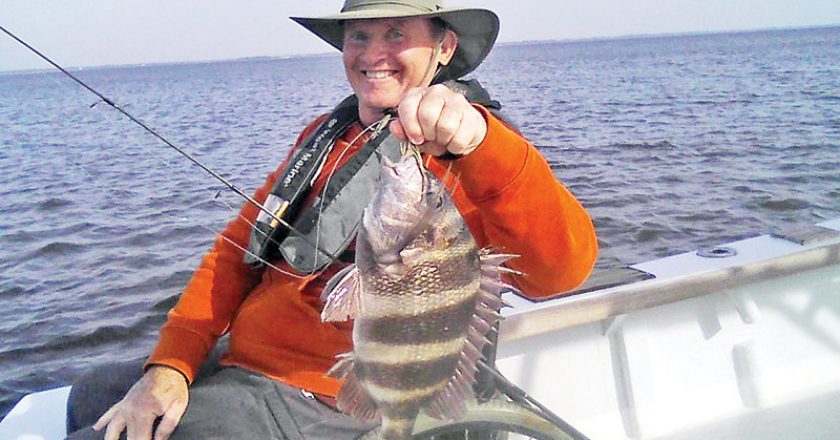 John David with a nice Sheepshead fishing with Capt. Chester Reese, Natural World Charters.
