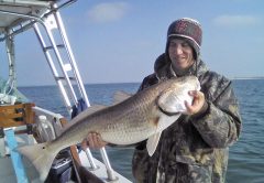 John Massy with a Winter bull red fishing with Capt. Chester Reese Natural World Charters.