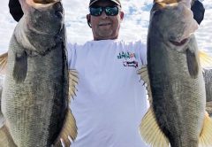 Lake Seminole guide Paul Tyre with a pair of giant Seminole bass.