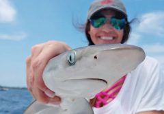 Laura picking on sharks in the bay...