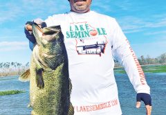 Paul Tyre with a monster Seminole bass caught with a Shaker Z in Azuma Series.