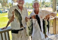 Red Holland and Frank Williams with their winning bag of 14.21 lbs and their 5.84 lb lunker in last month’s Reel Money Team Trail event.