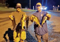 Ryan Lemieux & Keith Richardson with their 9.92 pounds winning sack of Deerpoint bass. These guys have won all but one Tuesday Night Shootout event.
