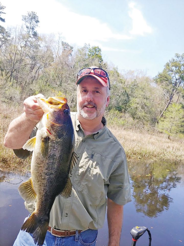 Scott caught and released this spawning Talquin bass on a recent guided trip with Capt C-note.