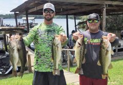Tyler Suddarth and Steve Young with a nice Talquin bag in the recent Gambler Lures no entry fee tournament.