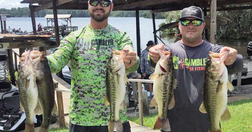 Tyler Suddarth and Steve Young with a nice Talquin bag in the recent Gambler Lures no entry fee tournament.
