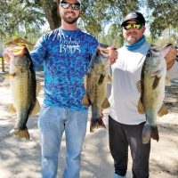 Tyler Suddarth and Steve Young with their 3-fish limit weighing in at 13 pounds of Seminole bass winning this West Side Team Trail event.