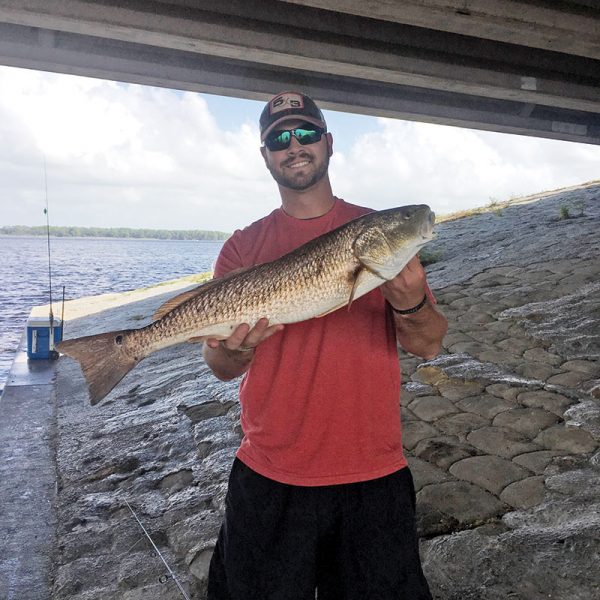 Tyler now living in PC originally from GA, is here for training and a little redfish catch & release action.