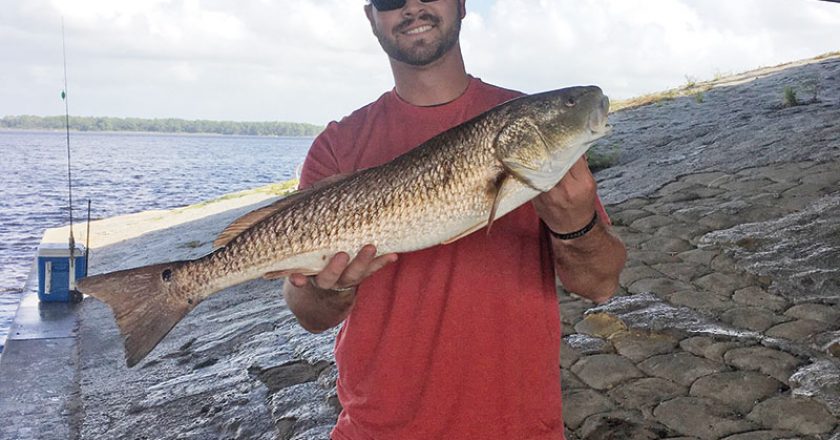 Tyler now living in PC originally from GA, is here for training and a little redfish catch & release action.