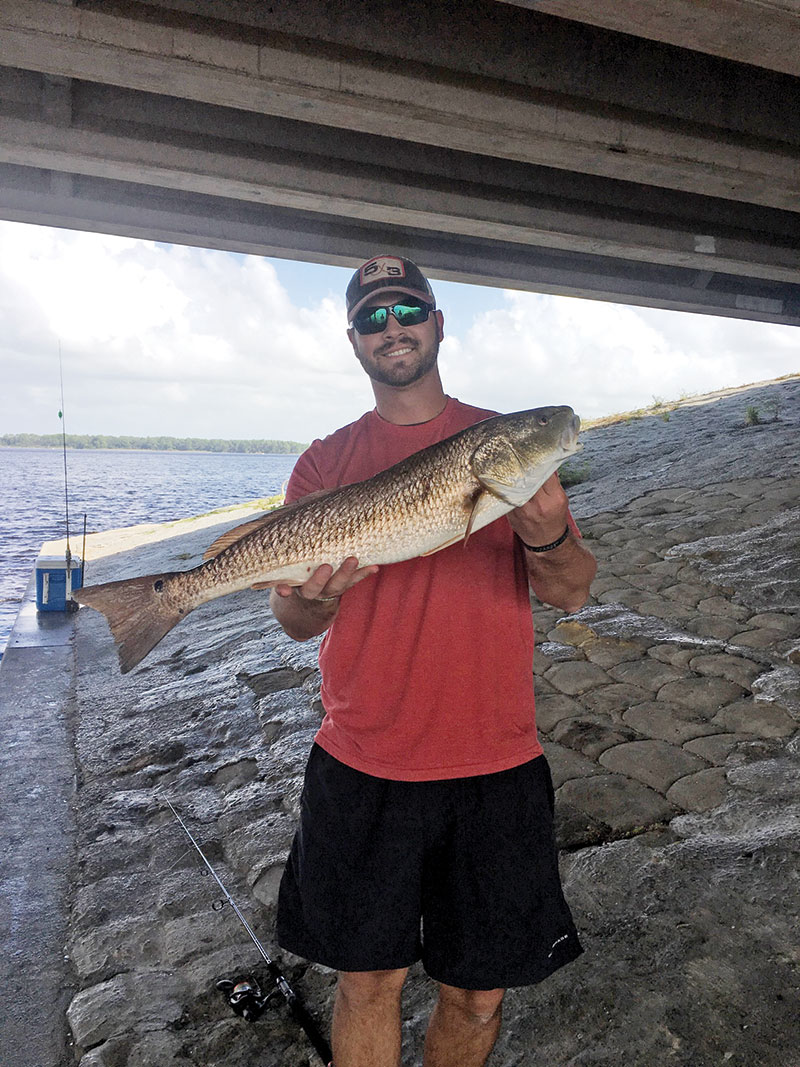 Tyler now living in PC originally from GA, is here for training and a little redfish catch & release action.