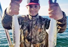 William Doyle enjoying some Spanish mackerel action with Capt. Jason.