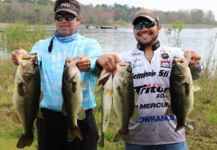 Paul Tyre and Nic Jeter with their winning catch in the Fishers of Men tournament