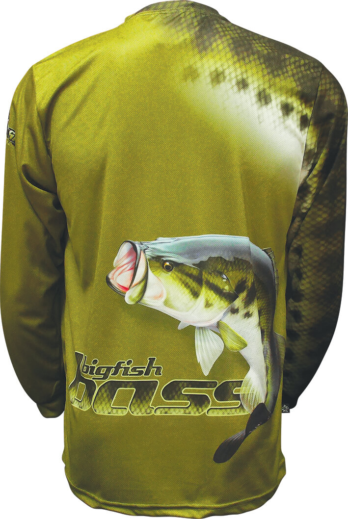 Bigfish BASS Scales Olive UPF50 Long Sleeve Performance Fishing Shirt