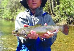 Bennett Mahon caught this beautiful brook trout on his first fly fishing trip on the Chattooga