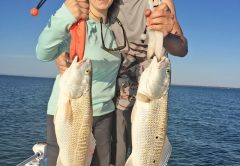 Lindsey and Bryan, from Kentucky, doubled up on their first ever redfish caught in St. Joe bay