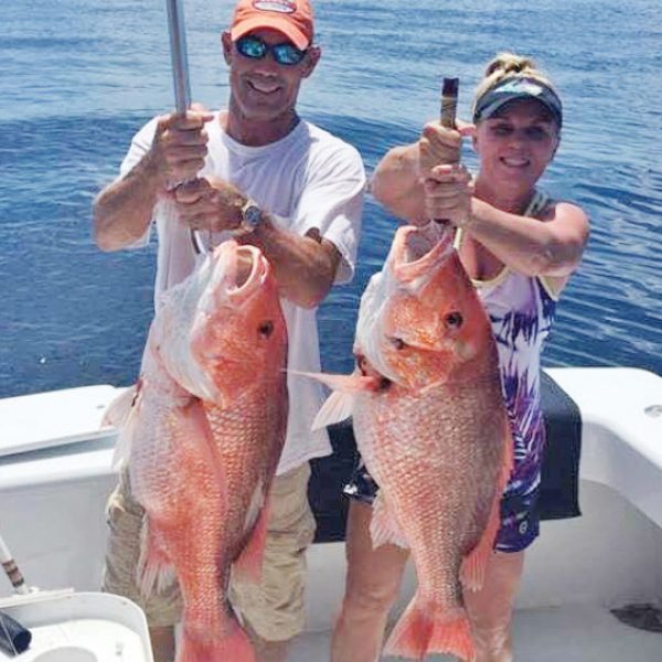 Mike and Stephanie Hobbs of Panama City with some big snapper