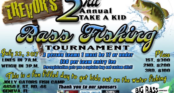 2nd Annual Trevor's Take a Kid Bass Fishing Tournament Poster
