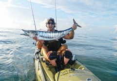 Joe Hector with a wahoo caught off Pompano Beach.