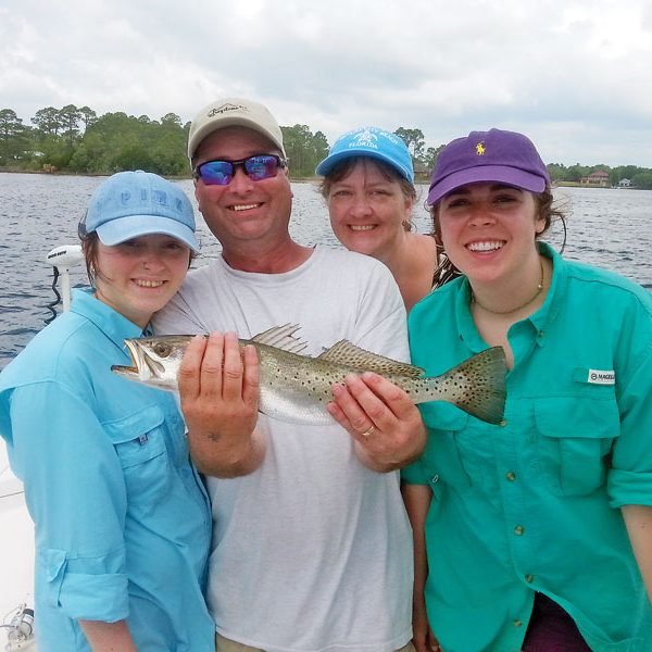 Family fun in East Bay for trout with Baily, Gene, Jesse & Melony from Little Rock, AR.