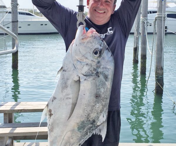 Jorge Millares caught this 27 lb. African pompano on a live pilchard.