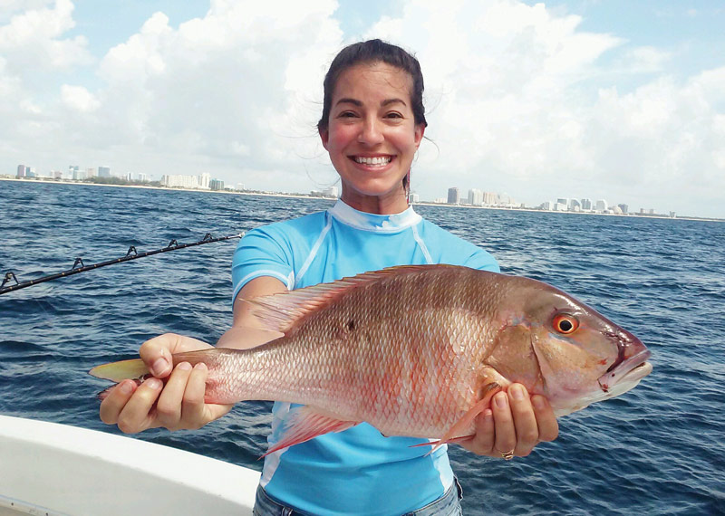 Nice mutton snapper caught by this fishergal aboard Catch My Drift.