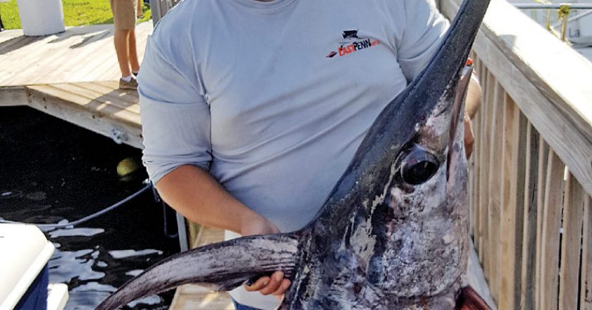 Kenny from Carl's Bait and Tackle with a nice swordfish caught off Ft Lauderdale.