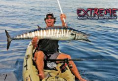 Joe Hector seduced his wahoo as the sun rose with a live gog straight out from the Pompano Pier.