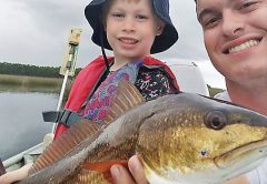 Christian was proud to see his son catch this red all by himself. Way to go Eli!
