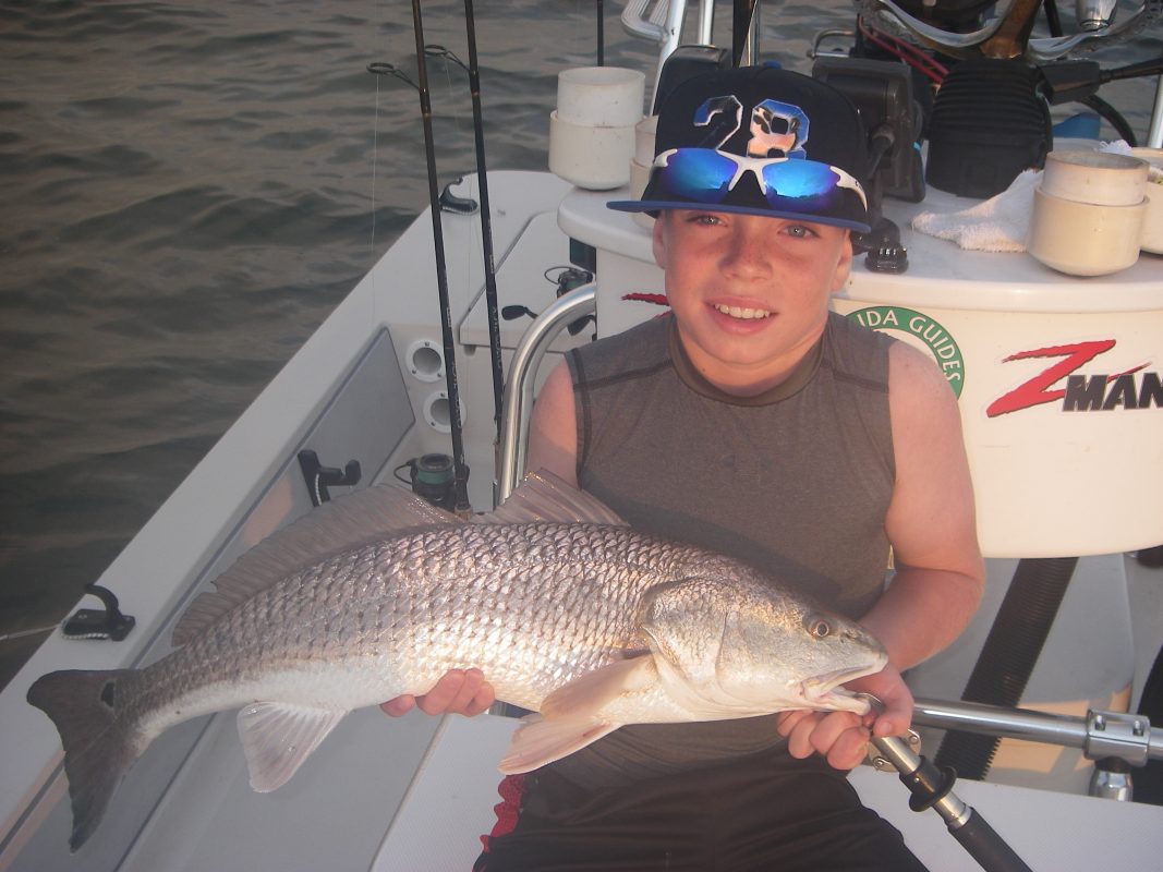 Cody nabs a great first ever redfish on his first ever fishing charter recently with Capt. Mark Wright. This top-slot red fell to a Z-Man Diezel Minnowz in the Sexy Mullet color!