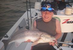 Cody nabs a great first ever redfish on his first ever fishing charter recently with Capt. Mark Wright. This top-slot red fell to a Z-Man Diezel Minnowz in the Sexy Mullet color!