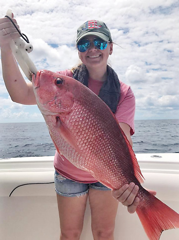 Jenna Skelton of Panama City with a fine red snapper.