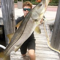 Nate caught this monster snook in Lake Boca.